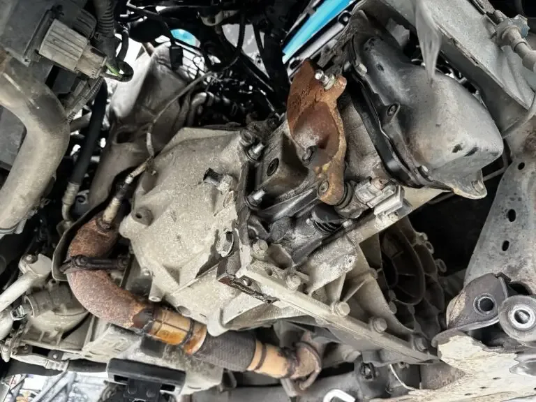 Ford Fiesta gearbox seen from underneath before removal