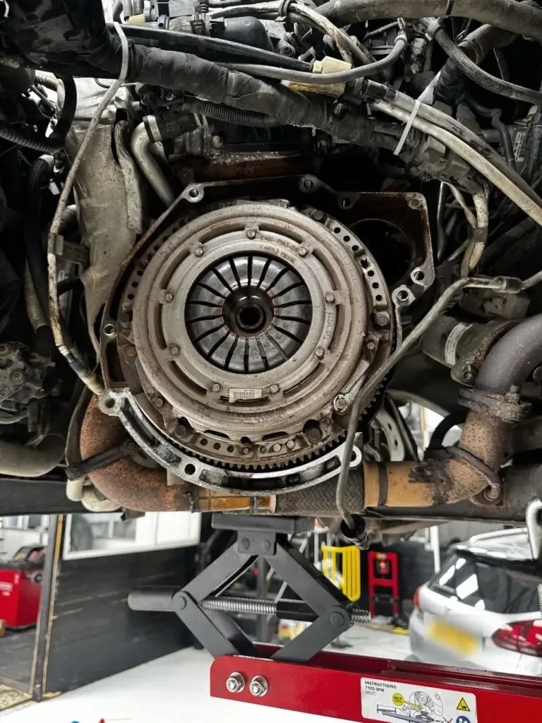 Old clutch and flywheel on a 2015 Ford Fiesta 1.0 EcoBoost