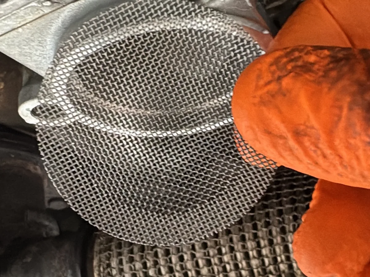 Ford EcoBoost oil strainer removed for cleaning