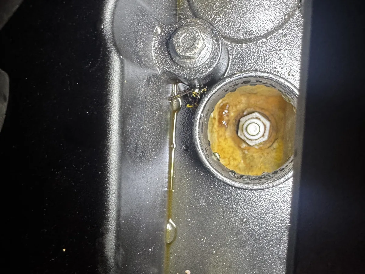 Leaking core plug weeping coolant on a Ford Fiesta engine at our Royston workshop
