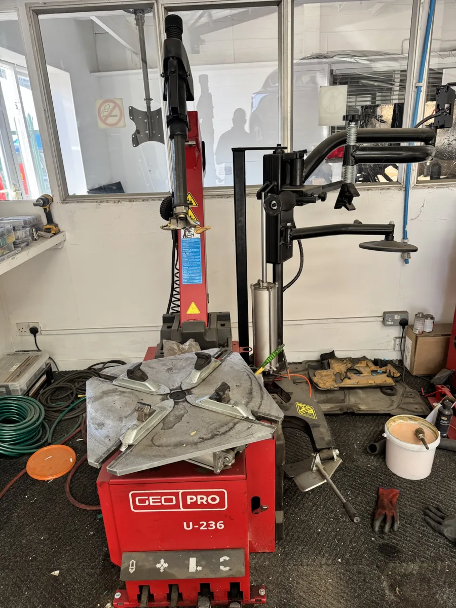 Tyre changing machine in the Enviro Repair Royston workshop